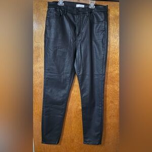 LOFT pleather Sleek Black true Skinny straight leg style Jeans 40 10